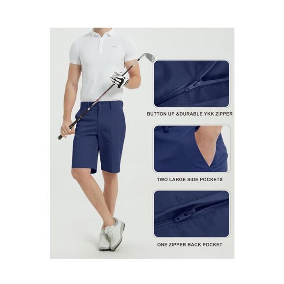 NWT Lesmart Men's Golf Relaxed Fit Tech Performance Navy Shorts Size 46 - Picture 6 of 9